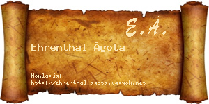 Ehrenthal Ágota névjegykártya